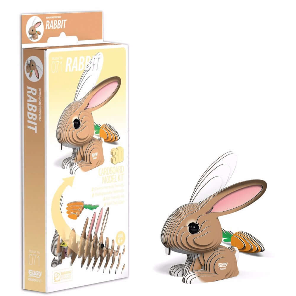 3D Rabbit Cardboard Model Kit